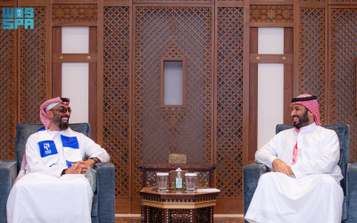 سمو ولي العهد يستقبل سمو نائب حاكم إمارة أبوظبي بدولة الإمارات